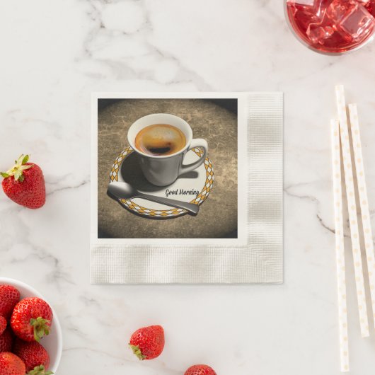 Serviette En Papier Bonjour, bon café (En situation)