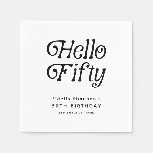 Serviette En Papier Bonjour Cinquante Retro 50e fête d'anniversaire (Devant)