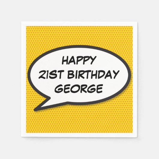 Serviette En Papier BONJOUR D'ANNIVERSAIRE Bubble amusant Comic Book (Devant)