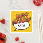Serviette En Papier BONJOUR D'ANNIVERSAIRE Bubble Fun Retro Comic Book (En situation)