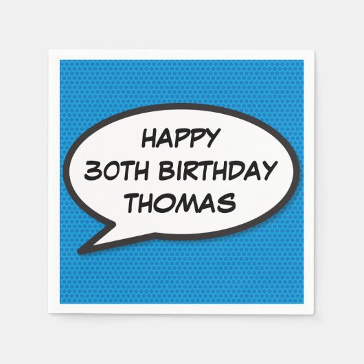 Serviette En Papier BONJOUR D'ANNIVERSAIRE Bubble Fun Retro Comic Book (Devant)