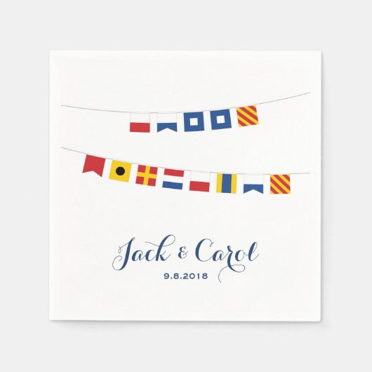 Serviette En Papier BONJOUR D'ANNIVERSAIRE dans des drapeaux marins co (Devant)