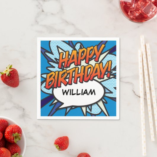 Serviette En Papier BONJOUR D'ANNIVERSAIRE Fun Speech Bubble Personnal (En situation)