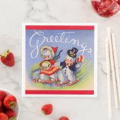 Serviette En Papier Bonjour de Noël de M. et Mme Snowman (En situation)