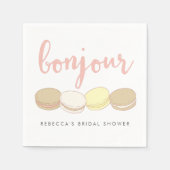 Serviette En Papier Bonjour French Macarons Fête des mariées (Devant)