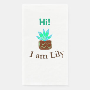 Serviette En Papier Bonjour Je suis Lily cactus succulent ajouter nom