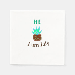 Serviette En Papier Bonjour Je suis Lily cactus succulent ajouter nom