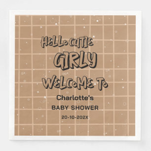 Serviette En Papier Bonjour Mignonne Fillette Mignonne Gingham Brun Ba