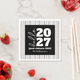 Serviette En Papier Bonjour Nouvel An Nom de l'année personnalisé Blan