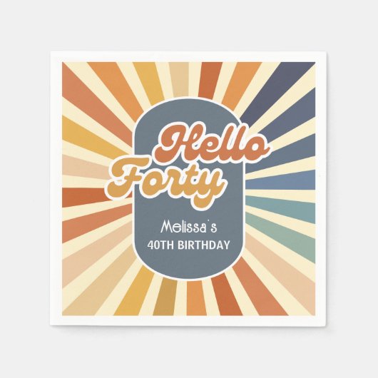 Serviette En Papier Bonjour Quarty Retro Sun Super Wave Anniversaire (Devant)