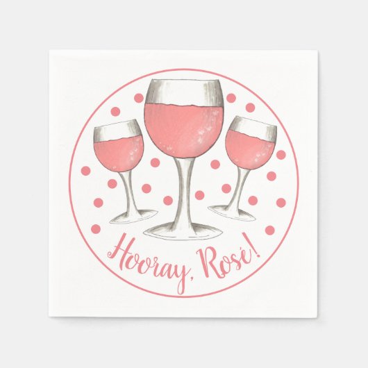 Serviette En Papier Bonjour, Rosé ! Verre rose vif rose vigne (Devant)