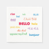 Serviette En Papier Bonjour Salut Beaucoup de langues colorées (Devant)