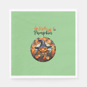 Serviette En Papier Bonjour Scary Hallowe'en Citrouille