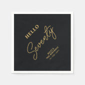 Serviette En Papier Bonjour soixante-dix | Black & Gold 70th Birthday  (Devant)