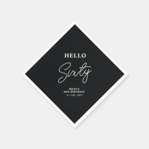 Serviette En Papier Bonjour Soixante   Fête d'anniversaire moderne de 