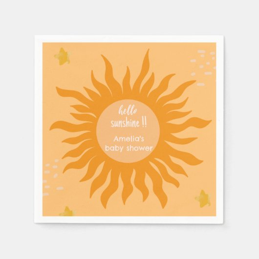 Serviette En Papier Bonjour soleil ici vient le Baby shower fils (Devant)
