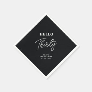 Serviette En Papier Bonjour Trente Moderne Fête d'anniversaire 30 an