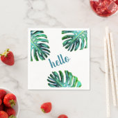 Serviette En Papier Bonjour Tropical Leaf Green Typographie tendance (En situation)