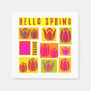 Serviette En Papier Bonjour tulipes de printemps coloré Papier Napkin