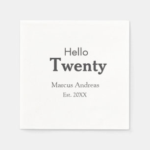 Serviette En Papier Bonjour vingt anniversaire ajouter nom est. Ajoute