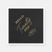 Serviette En Papier Bonjour Vingt et un Black & Gold 21e fête d'annive (Devant)