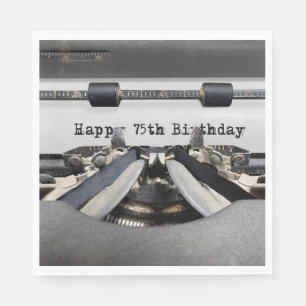 Serviette En Papier Bonne 75e anniversaire Retro Typewriter