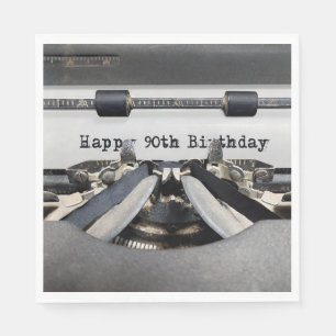 Serviette En Papier Bonne 90e anniversaire Retro Typewriter