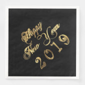Serviette En Papier Bonne année 2019 Faux Gold Foil Typographie Chic (Devant)