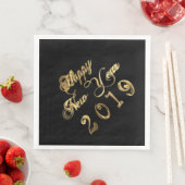 Serviette En Papier Bonne année 2019 Faux Gold Foil Typographie Chic (En situation)