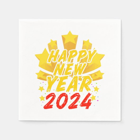 Serviette En Papier Bonne année 2024  (Devant)