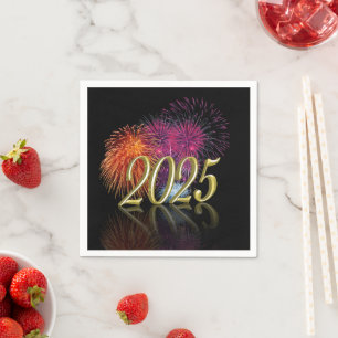 Serviette En Papier Bonne année 2025 Fireworks Gold