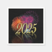 Serviette En Papier Bonne année 2025 Fireworks Gold (Devant)