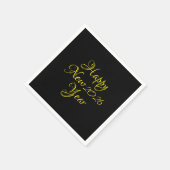 Serviette En Papier Bonne année 2026 Script noir et jaune (Coin)