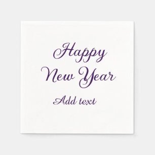 Serviette En Papier Bonne année calligraphie violette simple minimale