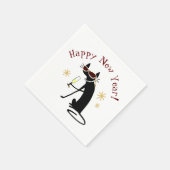 Serviette En Papier Bonne année Chat avec Champagne (Coin)