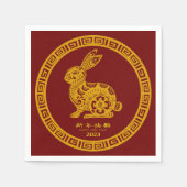 Serviette En Papier Bonne année chinoise 2023 Rabbit Red Gold (Devant)