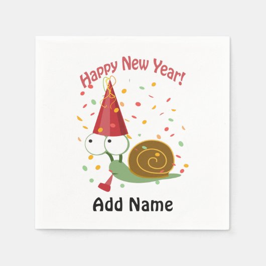 Serviette En Papier Bonne année ! Escargot (Devant)