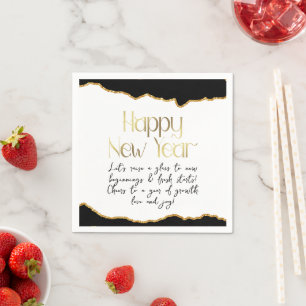 Serviette En Papier Bonne année et souhaits Gold Agate