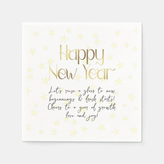 Serviette En Papier Bonne année et voeux or (Devant)