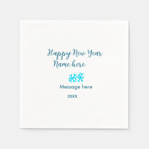 Serviette En Papier Bonne année flocons de neige bleus rustique modern