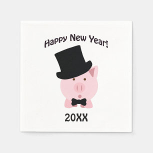 Serviette En Papier Bonne année ! Pig Dapper