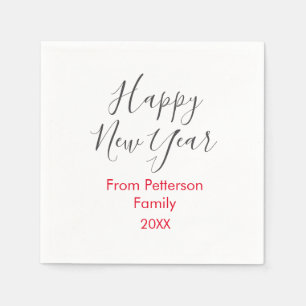 Serviette En Papier Bonne année rouge gra ajouter nom de famille année