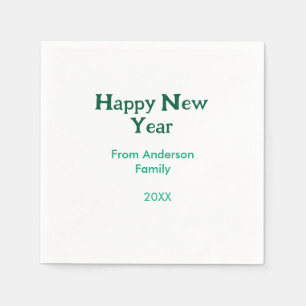 Serviette En Papier Bonne année vert ajouter nom de famille année simp