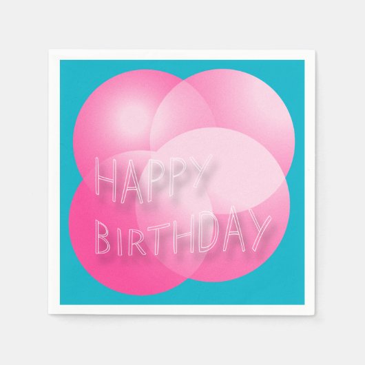 Serviette En Papier Bonne Anniversaire Bubbles rose choisir Arrière - (Devant)