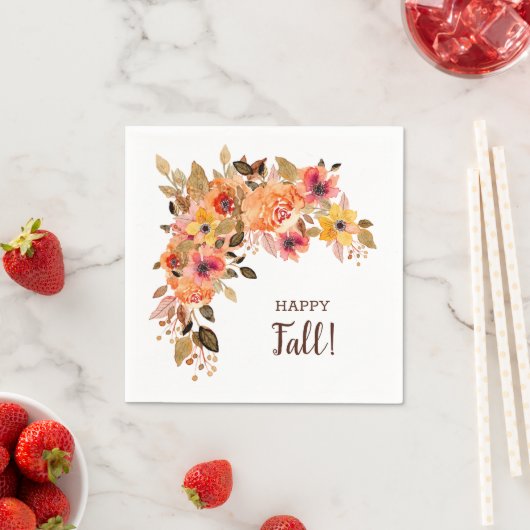 Serviette En Papier Bonne automne Fleurs d'automne (En situation)