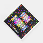 Serviette En Papier Bonne bannière d'anniversaire Confetti Black Name (Coin)