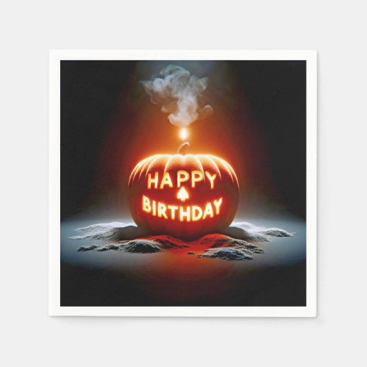 Serviette En Papier Bonne bougie Jack-o-lanterne pour anniversaire (Devant)