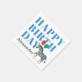 Serviette En Papier Bonne fête d'anniversaire Animal Zebra avec le nom (Coin)