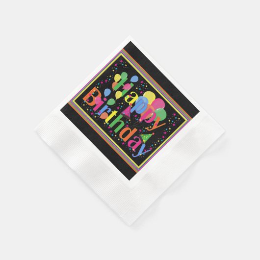 Serviette En Papier Bonne fête d'anniversaire colorée (Coin)
