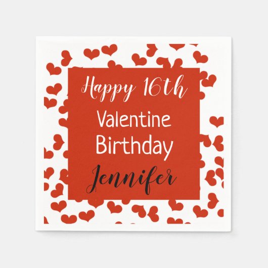 Serviette En Papier Bonne fête d'anniversaire de Saint-Valentin (Devant)